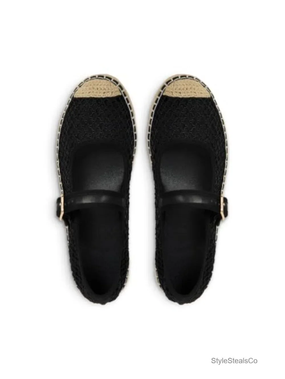 Mary Jane Espadrilles Women Round Toe Platform Ballet Flat with Buckle Rubber